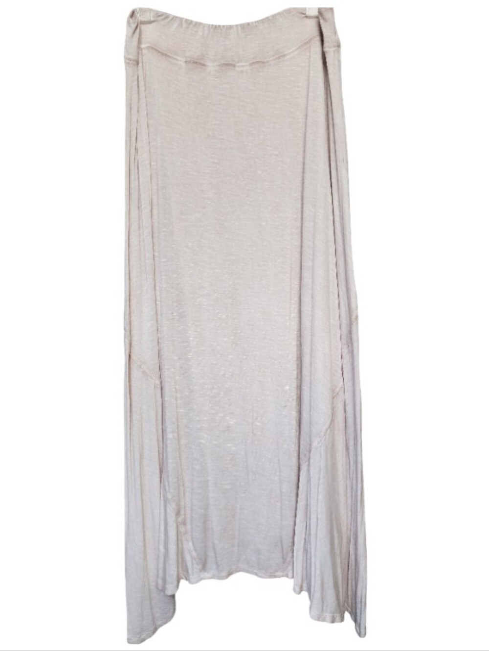 GH BASS Boho Cream/Oatmeal Maxi Skirt Asymmetrical Sharkbite Hem Lagenlook Sz Lg